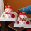 Decoración para Pastel Árbol de los Deseos de Nochevieja 2026 Inserto Acrílico Lazo Estrella de Cinco Puntas Velas Decorativas