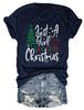 Estación independiente de Amazon eBay Nueva Just a Girl, divertida camiseta con estampado de árbol de Navidad, cuello redondo y manga corta para mujer