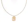 Collar Colgante de Flor de Goteo de Aceite Cruzado Europeo y Americano de Malta para Mujer Cadena de Clavícula de Acero Inoxidable No se Desvanece Chapado en Oro de 18K