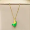 Diseño de verano serie de frutas full diamond sandía fresa maíz colgante cadena para la clavícula collar de diseño creativo en stock