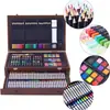Set Chiyuan de 175 Piezas Caja de Regalo de Madera Set de Pinceles Pincel de Pintura Artística Caja de Regalo con Cuaderno Caja de Herramientas de Arte