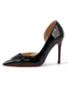 Zapatos de tacón alto de charol de punta fina, tacón de aguja, nuevo estilo 2026, tira en V, corte lateral, suela roja, color nude, boca poco profunda, elegantes pumps para mujer