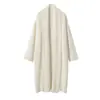 Tão Macio Quanto Nuvens! Cardigan de Cashmere de Alta Qualidade Sem Botões na Lapela Suéter Longo Solto Feminino com Jaqueta de Tricô