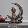 Inciensario de reflujo Zen creativo de gran venta Exquisito quemador de aromaterapia de cerámica de arcilla púrpura Pieza de decoración de incienso para escritorio en casa para interiores