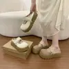 Zapatillas versátiles de estilo francés con lazo y punta cerrada, adecuadas para combinar con faldas, para mujeres petite, con suelas gruesas para aumentar la altura, nuevo modelo primavera/verano 2026