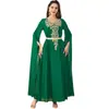 Robe Longo de Cor Sólida com Mangas Extra Longas e Barra Larga, Vestido Feminino para Comércio Transfronteiriço, Moderno, Elegante, Emagrecedor, Roupa Étnica