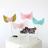 Decoración de Pastel Alas de Amor Enchufe Alas de Ángel Rosas Mesa de Postres Tarjeta Vestido Golpear Pastel Enchufe