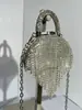 Bolso de Cadena Completo de Diamantes Bolso de Mano Bolso de Noche Bolso Cruzado Bolso de Mujer Bolso de Cuero con Borla Bolso Pequeño Bolso para Teléfono Mini Bolso