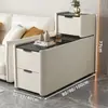 Mesa Auxiliar de Sofá de Lujo Ligero, Gabinete Lateral Multifuncional de Madera Maciza para Sala de Estar, Gabinete Pequeño Ultra Delgado para Espacios Estrechos, Gabinete de Almacenamiento Simple
