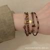 Color Café~Pulsera Retro de Cuerda Trenzada con Cuentas para Mujer Primavera y Verano 2023 Nuevo Estilo Joyería de Mano Estilo Étnico Pulsera Apilada