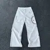 Pantalones cargo ligeros para hombre con estilo callejero americano, bordado de leopardo Tai Chi, retazos, diseño de otoño, versátiles, largos, holgados y estructurados