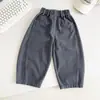 Vale do Vento 2026 Outono Novo Estilo Coreano Versátil Calças de Perna Larga Cor Sólida para Crianças Calças Plissadas Estilosas para Meninos
