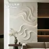 Fondo de pared de arte vertical con remolino de fluido GRG para salas de estar grandes de planta abierta, vestíbulo y paneles de pared de yeso con relieve curvo de forma irregular