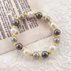 Pulseira de Pérolas de Cristal Dopamina Colorida Mista Transfronteiriça para Mulheres, Nicho de Luxo Leve, Moda Exquisita, Sensação de Alto Padrão, Pulseira de Verão