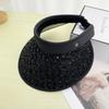 Estilo Francés Entrada Lujo Pequeño Estilo Chanel Sombrero de Copa Vacío Lentejuelas Sombrero de Playa Estilo Coreano Dulce Ala Ancha Sombrero de Sol