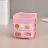Porta lápices de plástico transparente de dibujos animados multifuncional al por mayor caja de almacenamiento de barril de lápiz de plástico de crema linda creativa para niños DIY