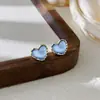 Aretes Geométricos Azul Klein Aguja de Plata para Mujer, Aretes Pequeños Irregulares, Temperamento, Moda, Aretes de Alta Gama al Por Mayor