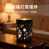 Luminária de vela em vidro colorido fosco, porta-velas de feriado, copo de aromaterapia, luminária de luz e sombra com padrão personalizado, luminária decorativa aconchegante para mesa