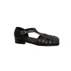 3523-12 Sandalias Romanas de Cuero de Caballo para Mujer, Puntera Cerrada, Hebilla Única, Nuevo Diseño Retro Tejido Hueco, Suela Gruesa, Tacón Grueso, Sandalias de Verano
