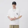 Camiseta masculina de manga curta 2026, nova, corte solto, estilo japonês, com bolso bordado de coqueiro branco, marca da moda, camisa legal e respirável