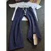 Comércio Exterior Transfronteiriço Calça de Moletom Azul Marinho Corte Diagonal Cimitarra Masculina Outono High Street Americana Calça Esportiva Reta Calça Fitness