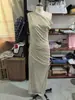 Vestido Longo Bodycon de Uma Alça Cruzada com Lantejoulas, Ajustado ao Corpo, Cintura Franzida, Estilo Verão Leve de Luxo de Alta Qualidade para Mulheres