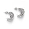 Pendientes de Tejido Hueco con Patrón Retro Cepillado en Forma de C, Clavos de Oreja Simples Versátiles Minimalistas para el Trabajo, Exquisitos Accesorios para Orejas