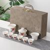 Juego de té kung fu de 10 piezas de porcelana de jade mate, traje de regalo de negocios estilo chino de alta calidad, caqui Ruyi, venta al por mayor