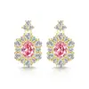 Brilho ao vivo venda quente brincos de imitação de gema colorida prata S925 brincos de tarraxa cor de ovo de pombo brincos de imitação de luxo formato de ovo Moissanite joias