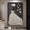 Pintura Decorativa Vintage de Alto Padrão Estilo Francês para Sala de Estar, Arte de Parede Texturizada para Fundo de Sofá, Pintura de Figura para Hall de Entrada