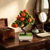 Planta en maceta de árbol frutal artificial de 17 ramas para decoración de mostrador de sala de estar, bonsái de fruta de la fortuna, maceta de planta verde de escritorio para Año Nuevo