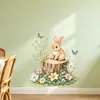 Estacas de Madera Conejo de Pascua Decoración Centro Comercial Flores Pegatinas de Pared Mariposas Autoadhesivas Removibles Atmósfera