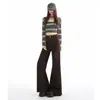 Jeans de Mujer de Color Café Transfronterizos Maillard de Cintura Alta Elásticos con Más Terciopelo Estilo Caliente Otoño/Invierno 2026 Versátiles Cálidos de Campana