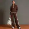Conjunto de Calça Longa e Manga Longa Esportiva Cor Sólida com Contraste Estação Independente Transfronteiriça Nova Primavera 2026 Amazon Europeu e Americano