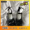 Sapatos de Salto Alto Novos 2025 para Mulheres, Sapatos de Plataforma Impermeáveis Retrô de Salto Grosso, Versátil Bico Quadrado Preto Estilo Coreano Laço Sapatos Femininos