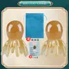 Peine de Masaje de Pulpo de Resina Verdadera Masajeador de Meridianos de Cabeza de Pulpo Peine de Terapia Capilar para Puntos de Acupuntura del Cuero Cabelludo Peine Portátil para Raspar
