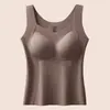 Roupa Térmica de Outono e Inverno com Aquecimento Acrílico, Bojo Integrado no Peito, Não Precisa de Sutiã, Versátil e Pode Ser Usada por Fora, Colete Feminino