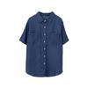 [Oufan] 8652 Camisa de Mezclilla Azul Lavado de Manga Corta Diseño para Mujer 2022 Nuevo Top Holgado de Longitud Media