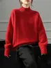 Nova Camisa Base de Gola Alta Meia-Altura Pesada e Espessa para Mulheres Outono/Inverno 2025, Suéter de Lã Emagrecedor, Suéter Casual Solto