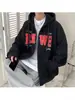 Sudadera Cardigan con Estampado de Letras Americanas para Hombre, Tendencia Primavera y Otoño, Diseño de Marca, Top Casual, Chaqueta con Capucha de Terciopelo para Otoño e Invierno