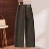 Jeans flare estampado de leopardo retrô americano feito sob medida para mulheres, nova moda outonal, estilo relaxado e casual, cintura alta, perna larga