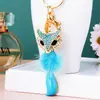 Chaveiro de Raposa da Coleção Coroa Cravejada de Diamantes para Carro, Pingente de Bolsa Feminina, Argola de Chaveiro de Metal, Presente Transfronteiriço, Atacado
