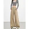 Jeans Anchos Color Marrón Maillard para Mujer, Nuevo Estilo Otoño Temprano 2026, Tiro Alto, Corte Holgado, Adecuados para Cuerpo Tipo Pera, Pantalones de Largo Completo