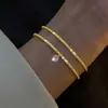 Pulseira Brilhante de Novo Estilo Transfronteiriça para Mulheres, Design de Nicho Ins, Luxo Leve, Sensação de Alta Qualidade, Conjunto de Duas Peças de Pulseira Simples