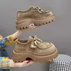 Mocasines gruesos esmerilados para mujer, nuevos zapatos casuales tipo Birkenstock otoño 2026, zapatos de plataforma con cordones versátiles que aumentan la altura para mujer