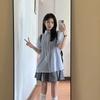 Camisa Azul de Manga Corta Estilo Academia Dulce para Mujer Verano Nueva Estilo Coreano Diseño Plisado Sentido Nicho de Alta Gama Camisa de Moda