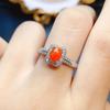 Anillo de Ópalo de Fuego Natural Popular al por Mayor de Fábrica Plata S925 Incrustado Piedra Principal 5*7 Joyería de Lujo Venta Directa de Fábrica