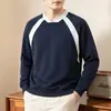 Sudadera china de algodón con patchwork bicolor para hombre, nuevo estilo otoño 2026, holgada, moderna, casual, sudadera de hombre