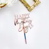 Cartão de bolo de dia das mães com espelho de borda cruzada ouro rosa ouro decoração de bolo de feliz dia das mães