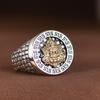 Rei do Cervo Dourado Prata S925 Vintage Antigo Versão Larga Aberto Dourado Amarelo Como Anel de Prata Masculino Pulseira